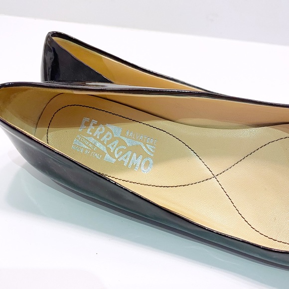 Ferragamo Brown Patent Leather Flats - Picture 9 of 12